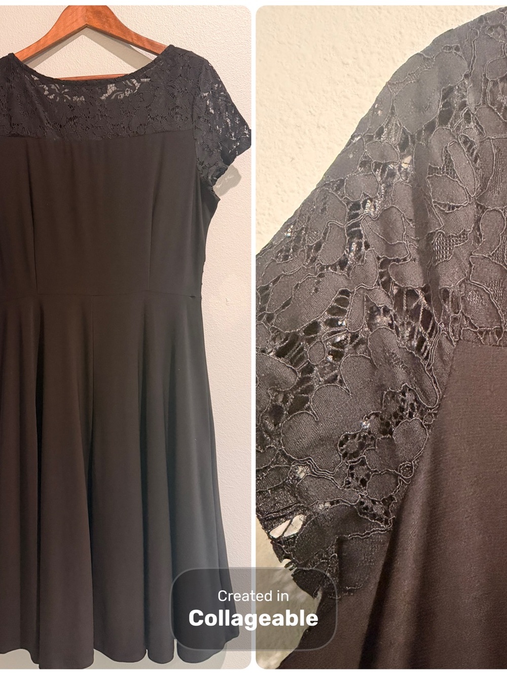 NWT Perceptions New York Little Black Dress Lace-Detail Ruched Waist Midi Dress